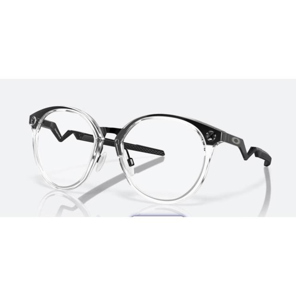 Oakley Clear and Black Round Eyeglasses with Zigzag Temples